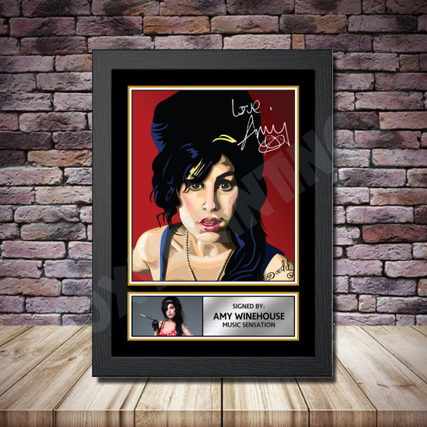 Personalised Signed Music Celebrity Autograph print - Amy Winehouse -A4 A3 A2 A1 - Framed or Print Only
