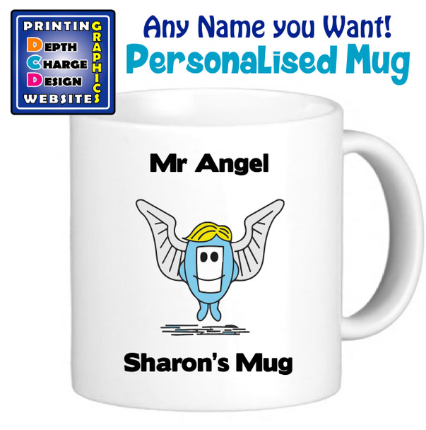 Mr Angel - Personalised Men or Miss Mugs - Perfect Gift Xmas Secret Santa - ANY NAME