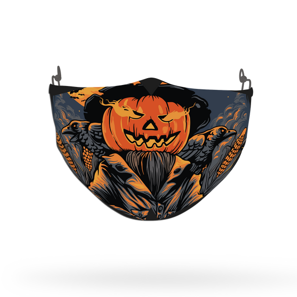 Horror Pumpkin Pattern Face Covering Print 2