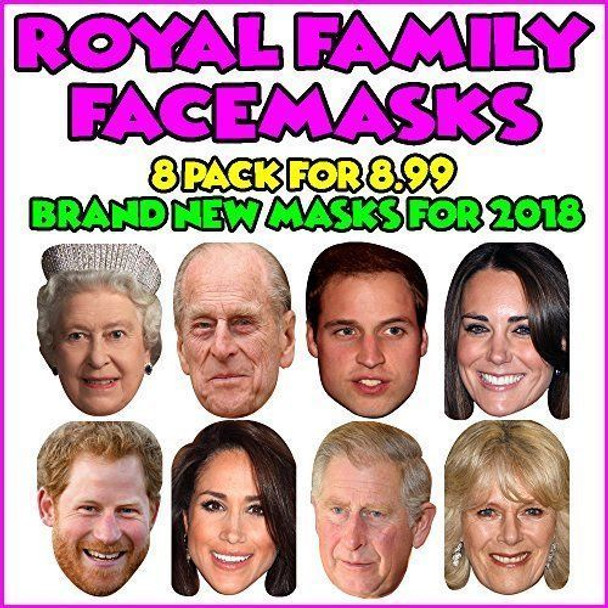 Full Set of 8 Royal Family Face Masks for Harry & Meghan Wedding