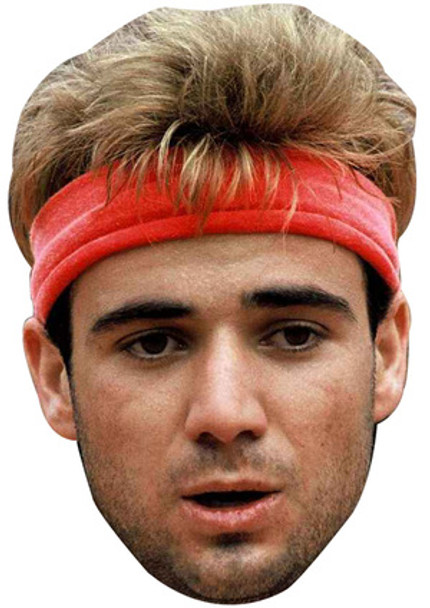 ANDRE AGASSI YOUNG 90'S Fancy Dress Face Mask 2021 JB - Tennis Fancy Dress Cardboard celebrity face mask Fancy Dress Face Mask 2021