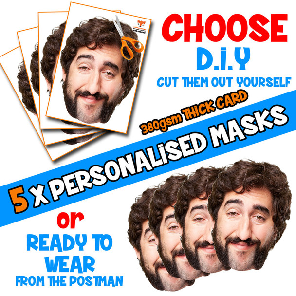 5 x PERSONALISED CUSTOM Stag Masks PHOTO DIY OR CUT PARTY FACE MASKS - Stag & Hen Party Facemasks