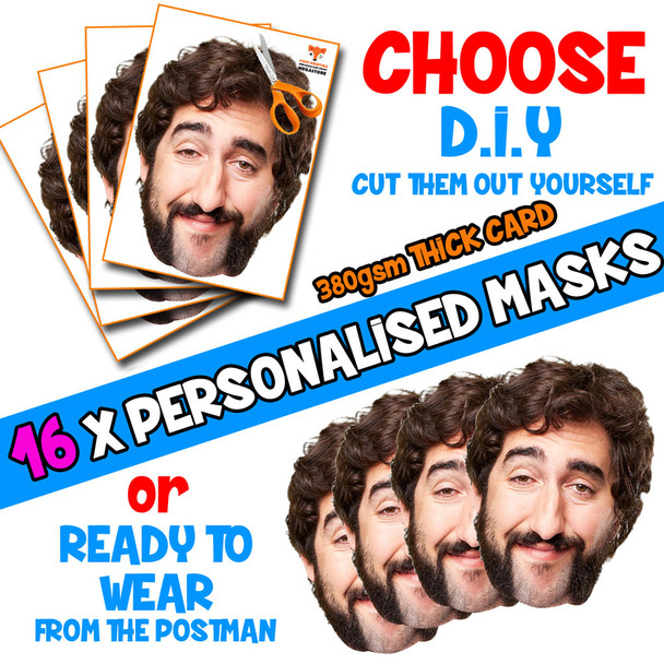 16 x PERSONALISED CUSTOM Stag Masks PHOTO DIY OR CUT PARTY FACE MASKS - Stag & Hen Party Facemasks