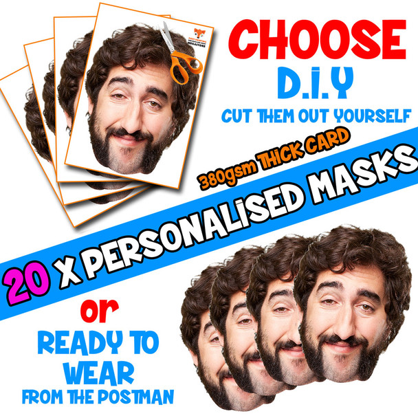 20 x PERSONALISED CUSTOM Stag Masks PHOTO DIY OR CUT PARTY FACE MASKS - Stag & Hen Party Facemasks