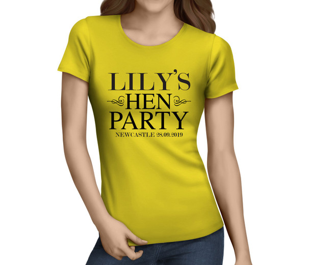 Standard Hen Black 2 Hen T-Shirt - Any Name - Party Tee