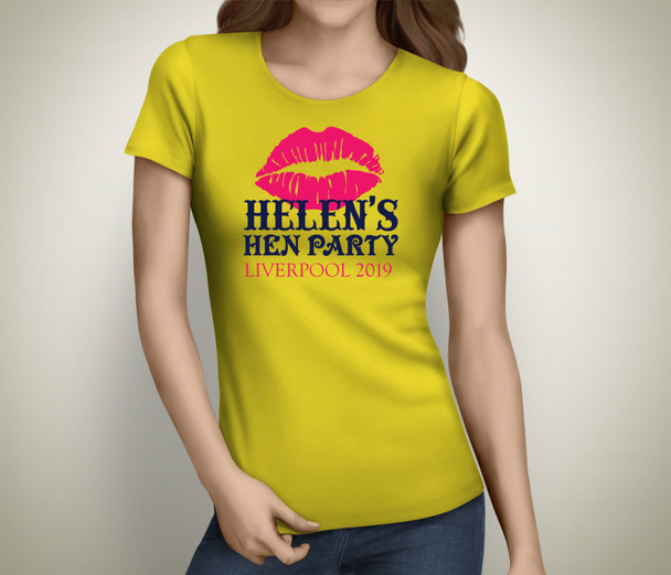 Lips Hen Colour Custom Hen T-Shirt - Any Name - Party Tee