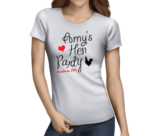 Hen Loveheart Colour Custom Hen T-Shirt - Any Name - Party Tee