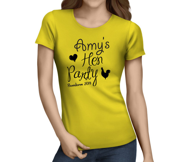 Hen Loveheart Black Custom Hen T-Shirt - Any Name - Party Tee