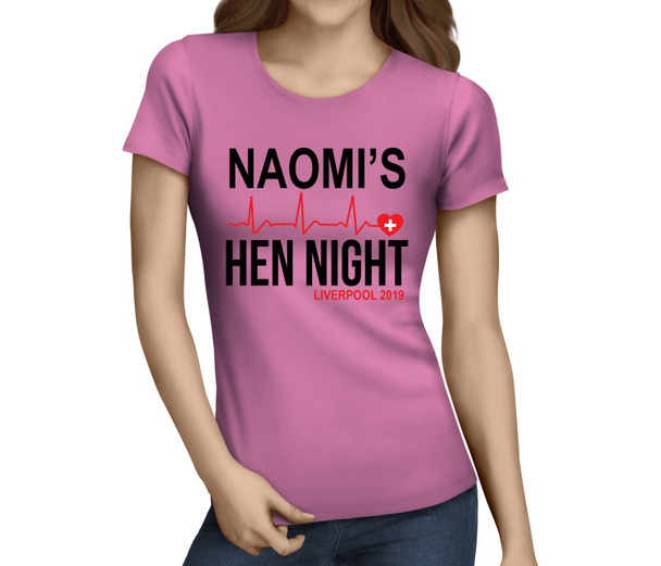 Heartbeat Hen Colour Custom Hen T-Shirt - Any Name - Party Tee