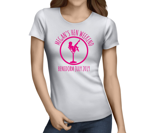 Circular Silhouette Colour Custom Hen T-Shirt - Any Name - Party Tee