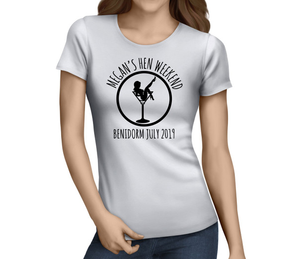 Circular Silhouette Black Custom Hen T-Shirt - Any Name - Party Tee