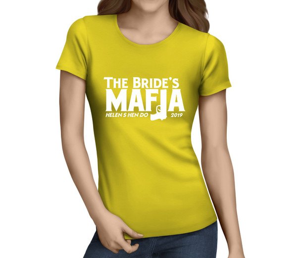 Bride Mafia White Custom Hen T-Shirt - Any Name - Party Tee