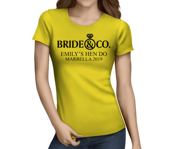 Bride And Co Black Custom Hen T-Shirt - Any Name - Party Tee