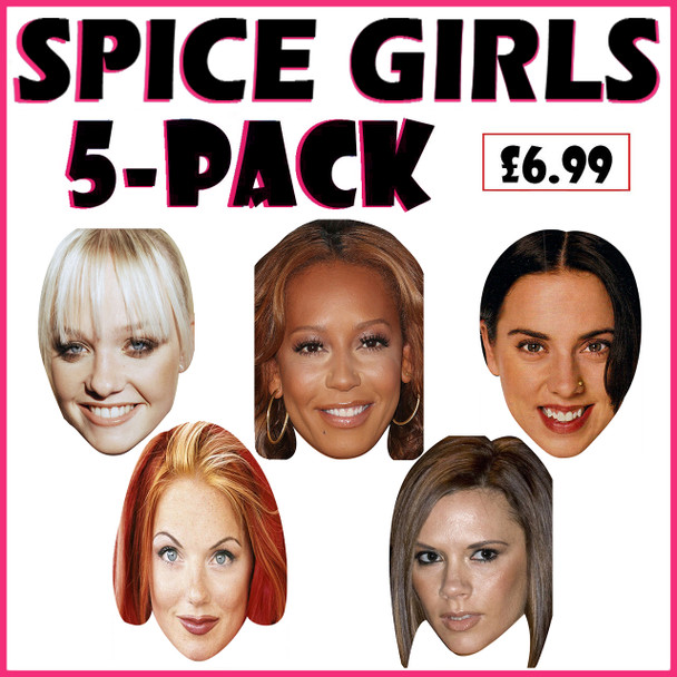 Spice Girls 5-pack celebrity party face mask fancy dress