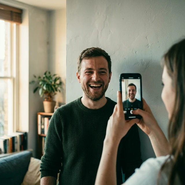 Taking a front-on photo of a friend