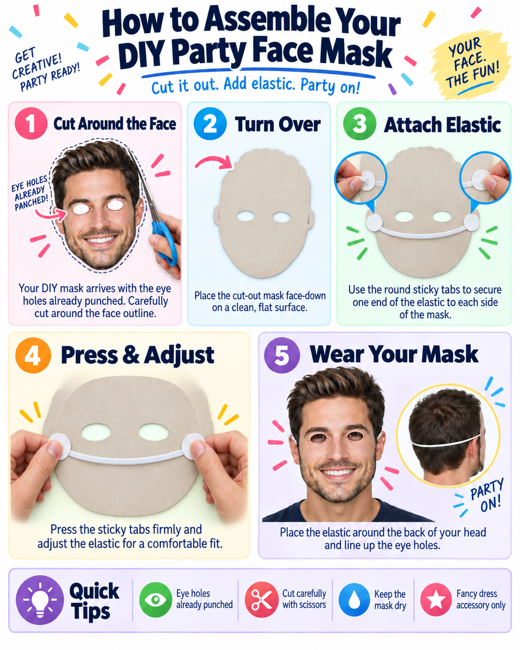 How to assemble your DIY party face mask