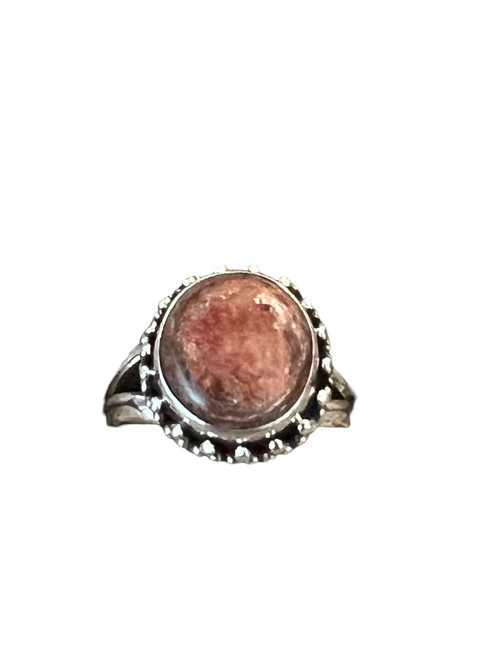 Mexican fire round oval ring Size 7 - 07