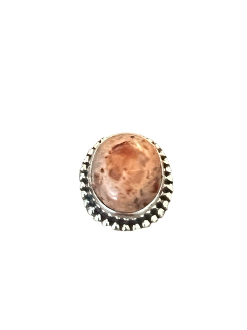 Mexican fire opal round ring Size 9 - 13