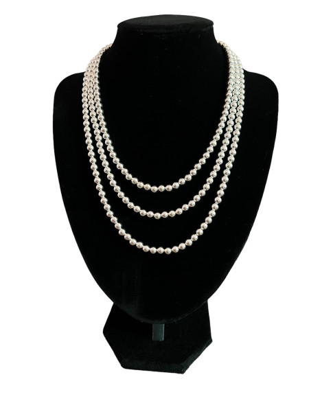 Beaded Navajo style polished sterling silver necklace 6mm 22inches with sterling cones and hook/eye clasp
