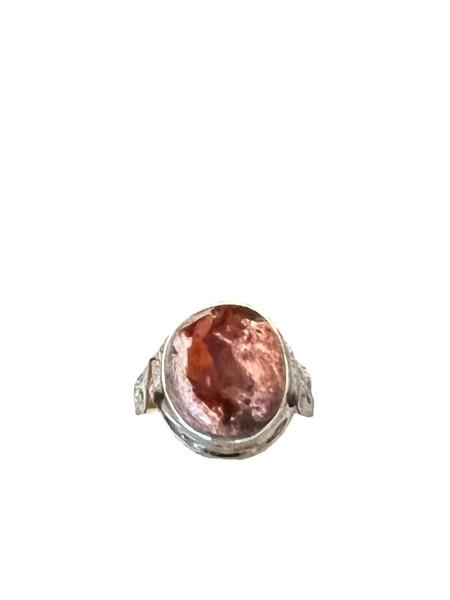 Mexican fire opal round ring Size 8 - 08