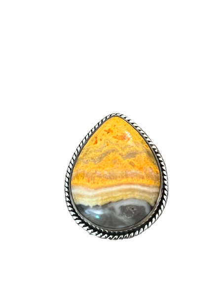 Bumblebee Jasper silver teardrop ring Size 7.25 - 11