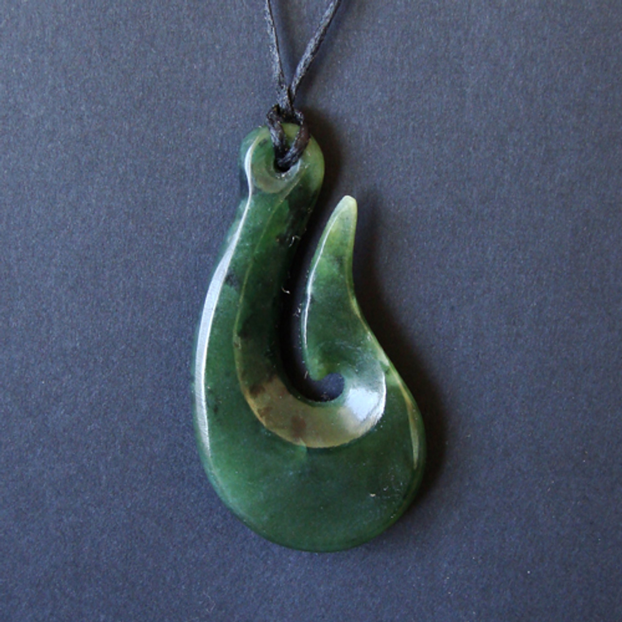 Natural Nephrite Jade Maori Fish Hook Hei Matau Pendant / Necklace - 3JADE  wholesale of jade carvings, jewelry, collectables, prayer beads