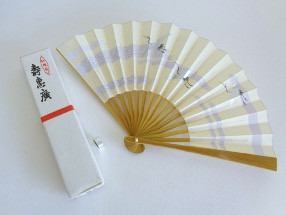 Sensu (fan):  Tea Ceremony Flying Cranes, for Women, Pre-owned, Mint Condition