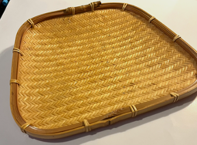 Tray:  Set of 4 Japanese Woven Bamboo Serving Trays — Vintage Take-bon