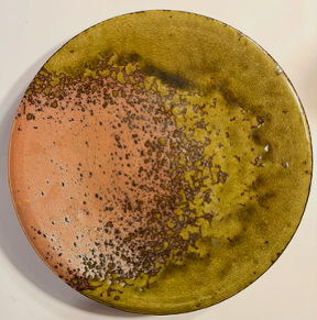 Dish:  Olive Green and Terracotta Stoneware Dish