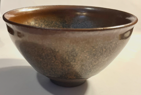 Chawan:  Japanese Gingō Tenmoku Tea Bowl Silver Hare's Fur Glaze with Box