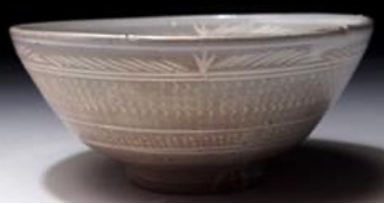 Chawan:  Mishima Tea Bowl Karaku Kiln Attributed to Shimizu Hiroshi III