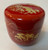 Natsume: Chu (middle size), Red Lacquer with Gold Garden Bridge Design, Lacquer over Wood