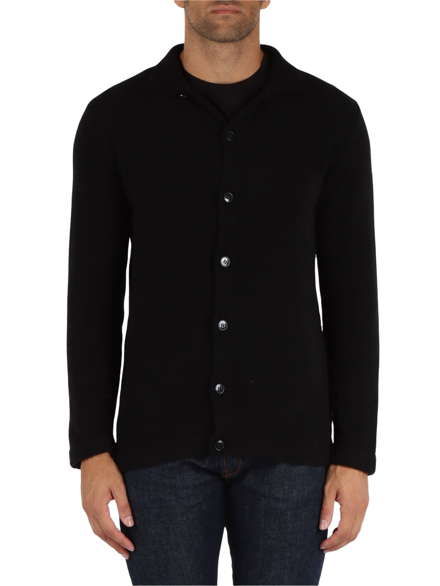 NERO | Cardigan camicia in misto lana merinos Zegna Baruffa Lane Borgosesia