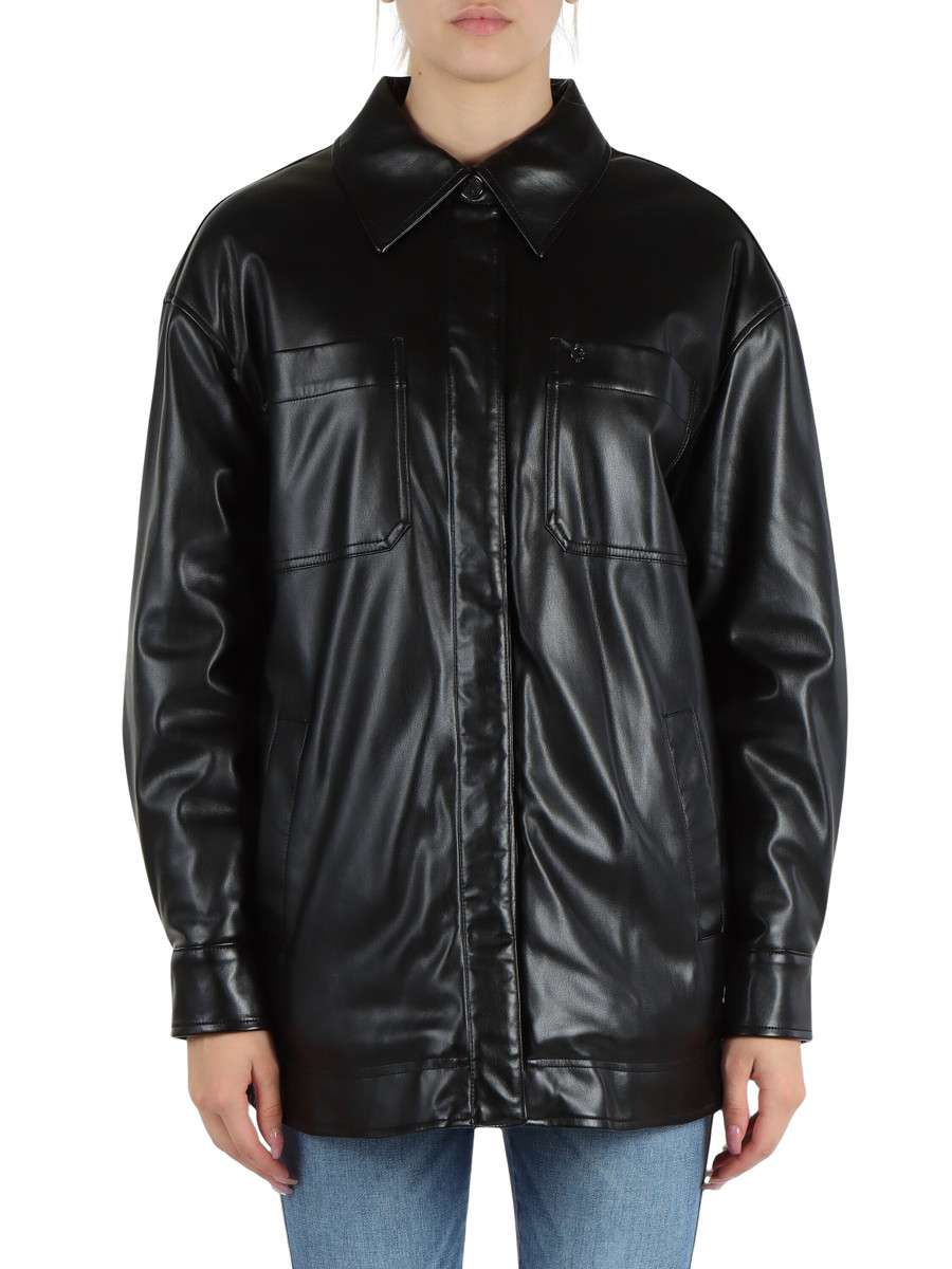 NERO | Giacca camicia imbottita in ecopelle