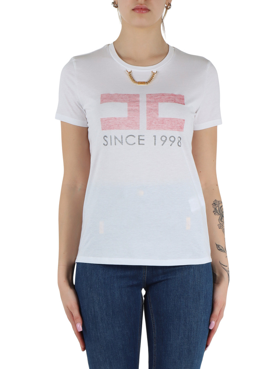 BIANCO | T-shirt in cotone con catena logo