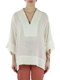 OFF WHITE | Blusa ampia in lino garzato
