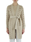 BEIGE | Maxi cardigan in lino, cotone e seta