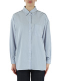AZURBLAU | Gestreiftes Oversize-Hemd aus Viskosemischung