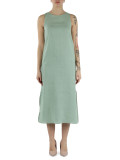 VERDE CHIARO | Abito midi in lino VELO