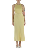 GIALLO | Abito midi in tessuto fluido con catena logo
