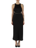 NERO | Abito midi in tessuto fluido con catena logo
