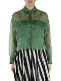 VERDE | Camicia cropped in organza di seta COLOMBA