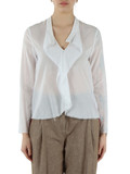 BIANCO | Blusa in cotone leggero con rouches