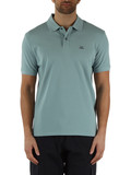 AZZURRO POLVERE | Polo in cotone piquet stretch con ricamo logo