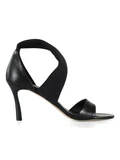 NERO | Sandali in pelle con fascia in tessuto