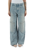 BLU CHIARO | Pantalone jeans multitasche gamba larga