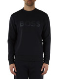 BLU SCURO | Felpa in cotone stretch con scritta logo a rilievo