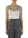 ROSA | Top in satin di misto viscosa con pietre decorative