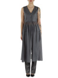 GRIGIO | Gilet lungo in organza lavata CALCA