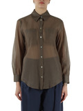 MARRONE | MONOCHROME: Camicia in mussola di cotone e seta CENNARE1